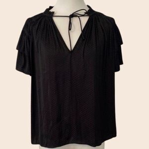 Caballero Black Short Sleeve Flowy Top Size Small